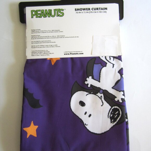 Snoopy Peanuts Halloween Dracula Shower Curtain - Picture 2 of 6